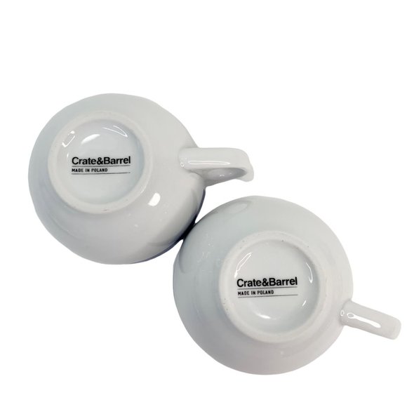 Crate Barrel Cobalt Blue Band Cup Saucer Dessert Plate Breakfast Set 2 Bistro - Picture 7 of 10